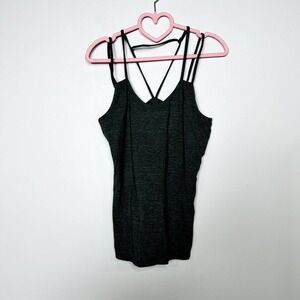 Chaser NWOT Scoop Neck Strappy Cutout Back Tank Top Heathered Gray Size Medium